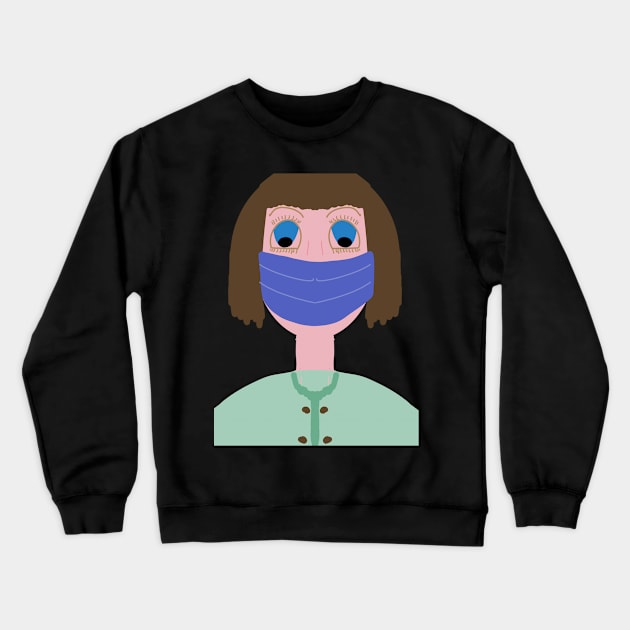 Girl with brown hair wearing a mouth mask Crewneck Sweatshirt by Vannaweb